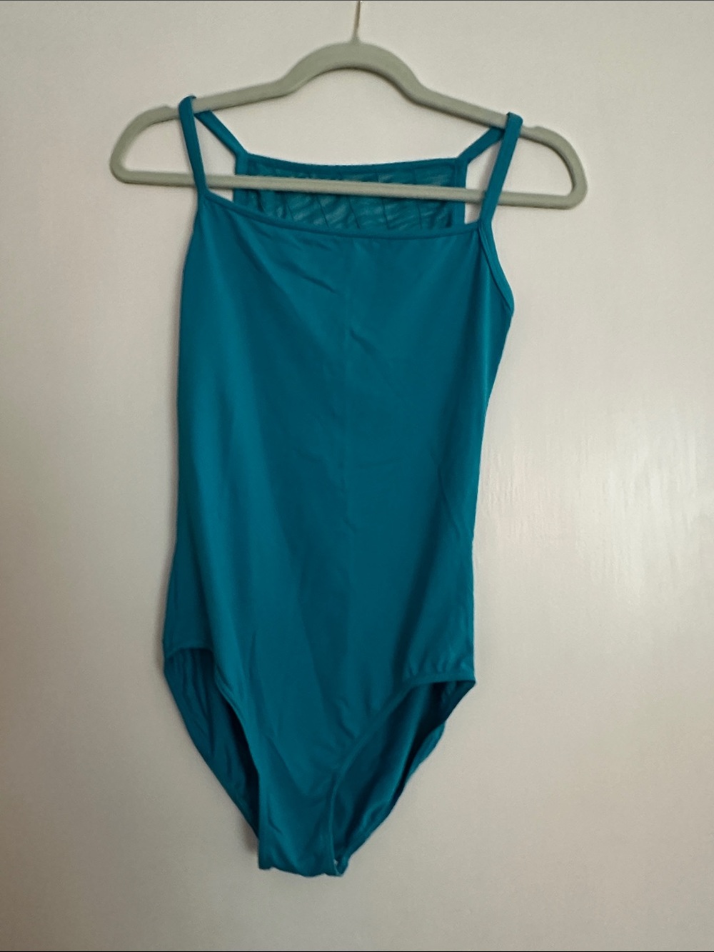 Mirella Teal Blue Leotard with Spaghetti Straps